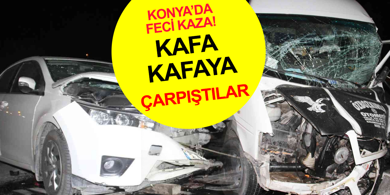 Konya'da otomobil yolcu minibüsü ile çarpıştı! 1'i hamile 8 yaralı