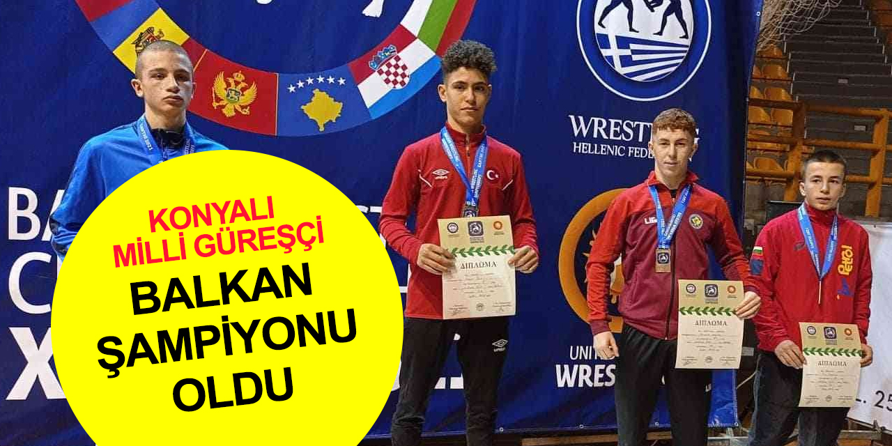 Konyalı milli güreşçi Cihat Dur sözünü tuttu! Yunanistan'dan altın madalya ile döndü