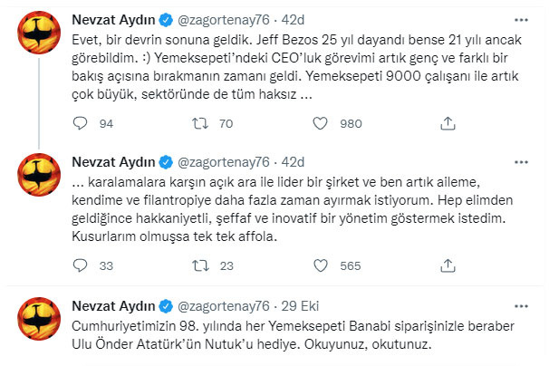 Nevzat Aydın artık Yemek Sepeti CEO'su değil! Yeni CEO Mert Baki
