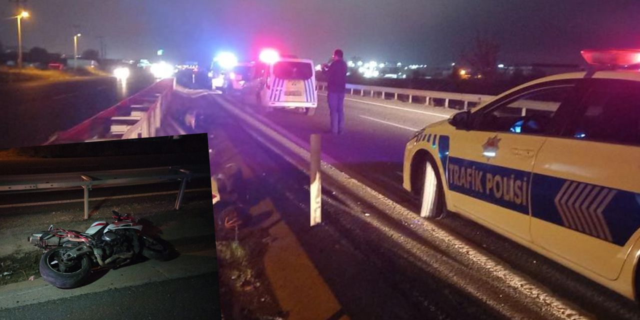 Bariyerlere çarpıp yola savrulan motosiklet sürücüsü feci şekilde can verdi