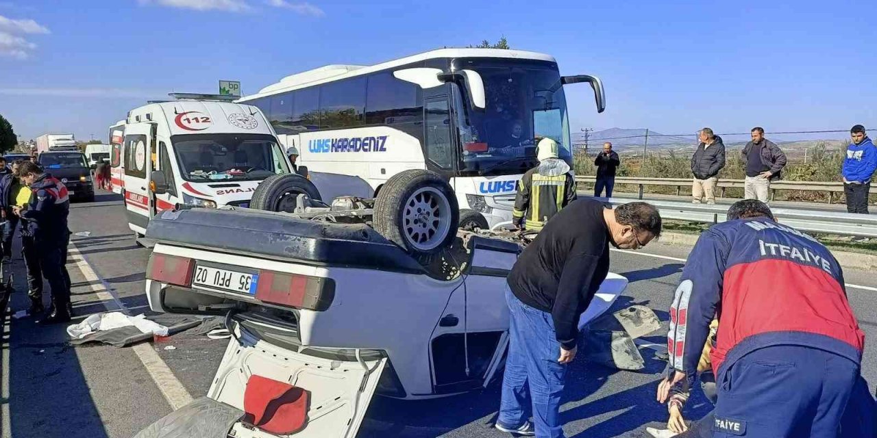 Bariyerlere çarpan otomobil takla attı! 1 ölü 1 yaralı
