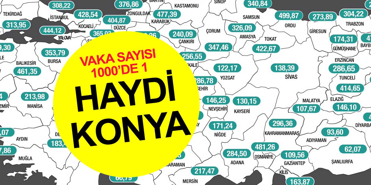 Konya'da vaka sayısı alt seviyelere indi