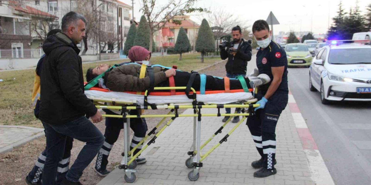 Karaman’da yaya geçidinde ticari aracın çarptığı bisikletli çocuk yaralandı