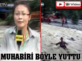 Sel suları, muhabiri böyle yuttu VİDEO