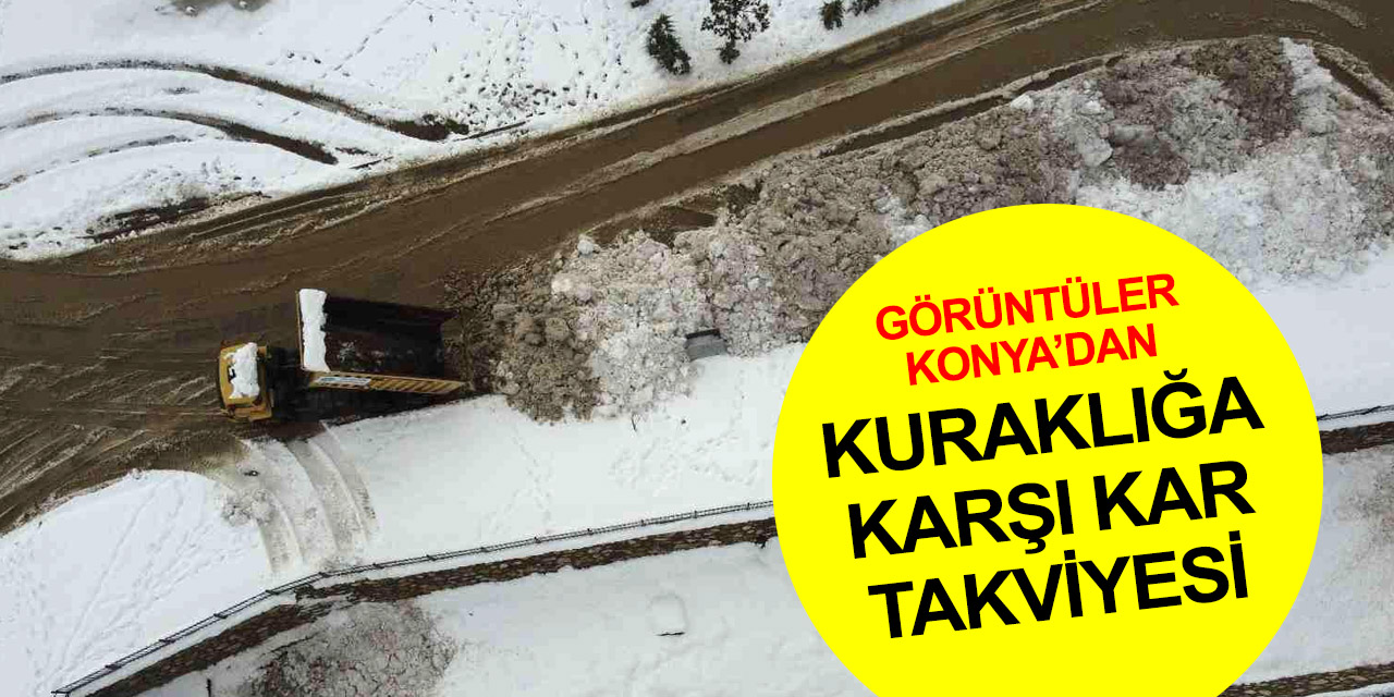 Beyşehir Gölü’ne kamyonlarla kar dökülüyor