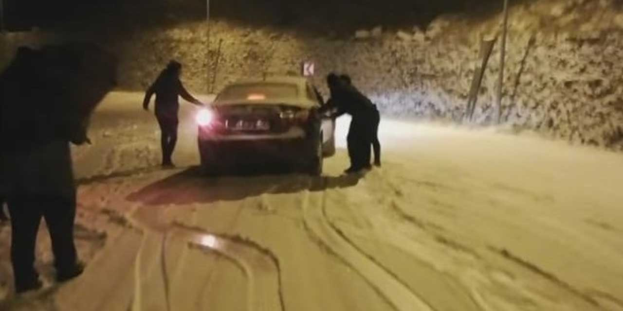 Yollar buz pistine döndü! Sürücüler zor anlar yaşadı
