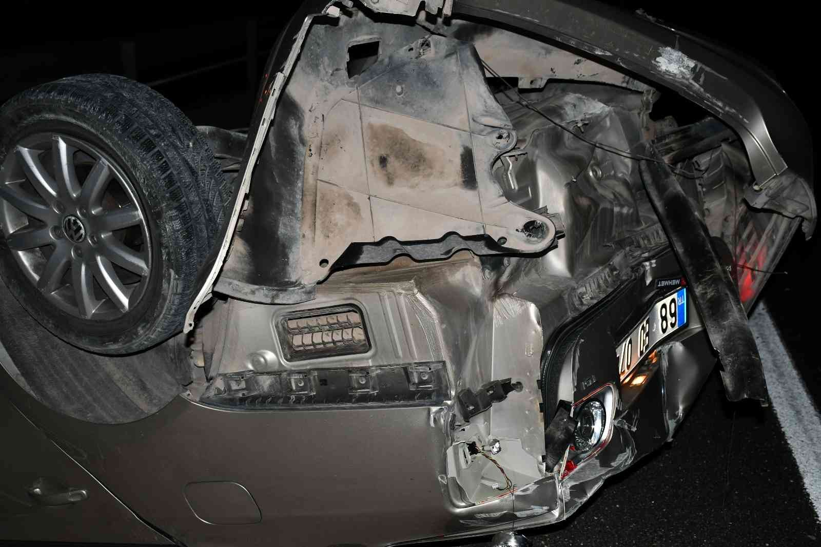 Konya - Aksaray yolunda otomobil takla attı! 1'i ağır 3 yaralı