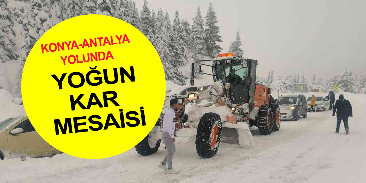Alacabel'de kar bir metreyi aştı! Konya-Akseki yolu araç geçişine açıldı