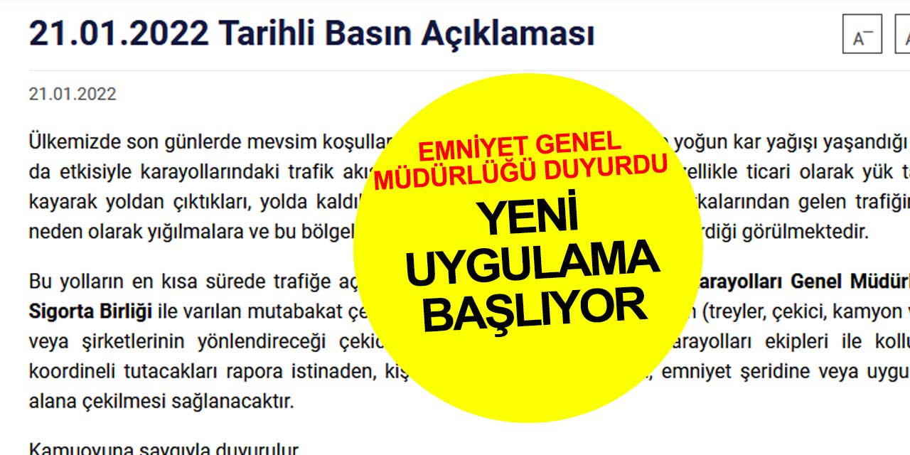 Şiddetli kar yağdığında aracı yolda kalanlara ve kaza yapanlara yeni uygulama geliyor