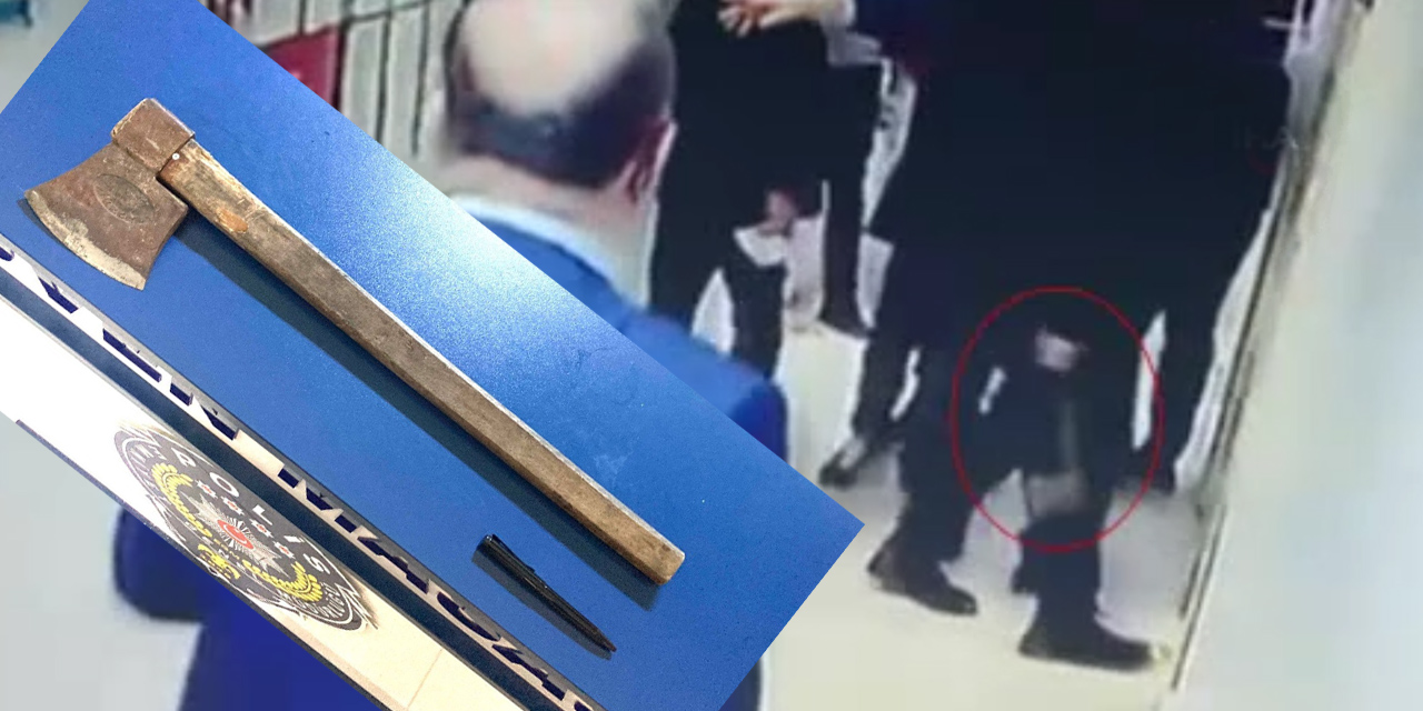 Okuldaki öğrenci kavgasına elinde baltayla koştu!