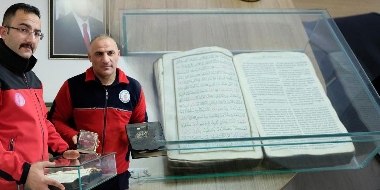 Tüm kitaplar kül oldu Kur'an-ı Kerimler yanmadı! Özenle saklıyorlar