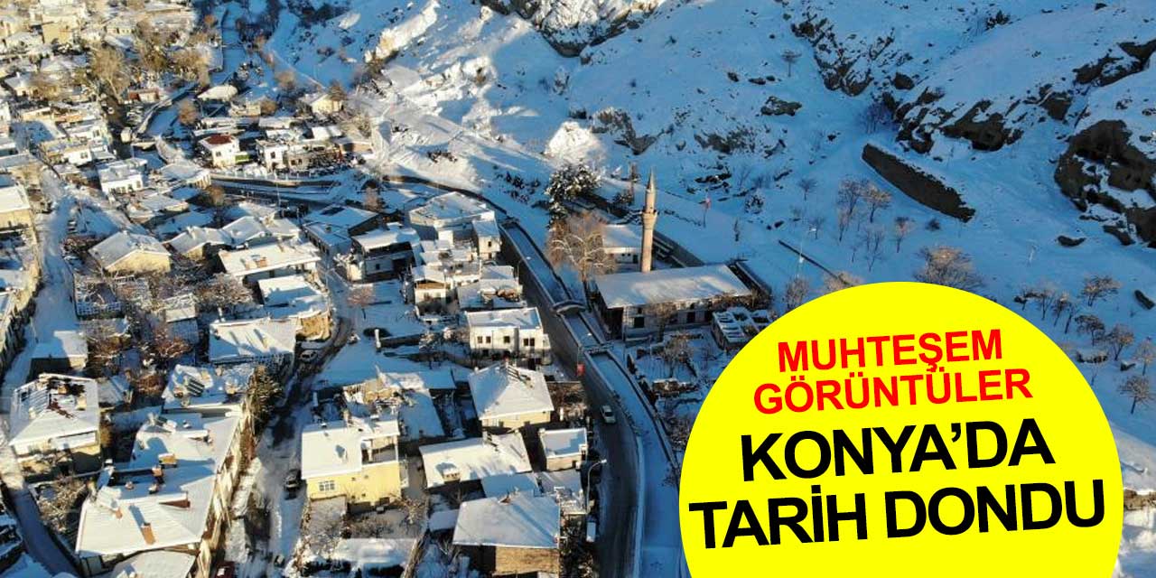 Konya'da tarih dondu! Havadan görüntülenen mahalleden müthiş görüntüler