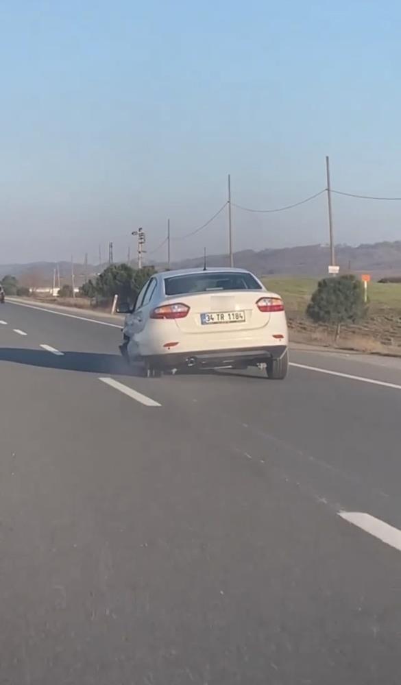 Lastiği patladı ama o yoluna devam etti