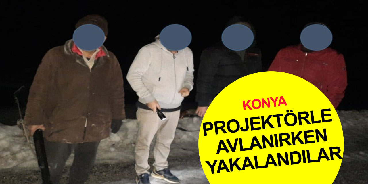 Konya'da projektörle ava suçüstü! 4 kişiye 13 bin 500 lira ceza kesildi