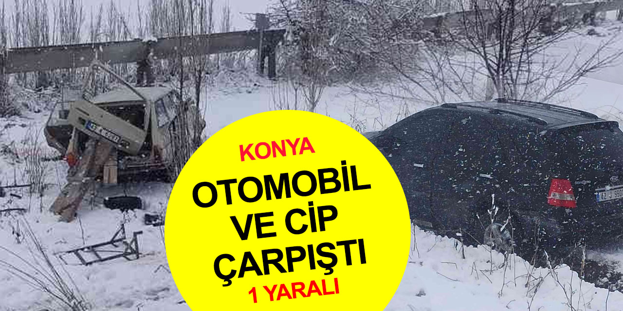 Konya’da karlı yol kazayı getirdi! Çarpışıp şarampole indiler