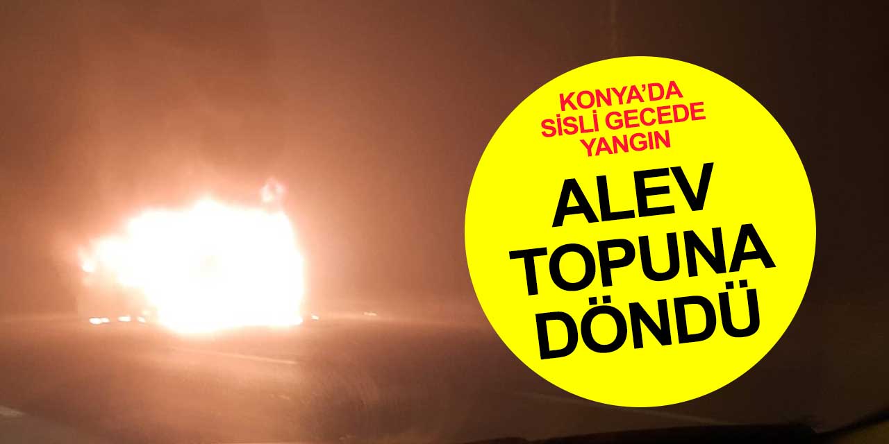 Konya'da sis altında araç cayır cayır yandı