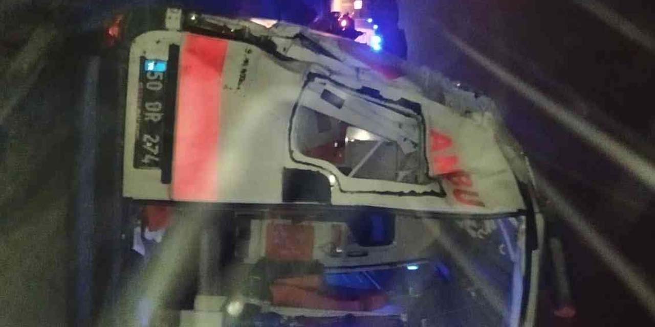 Nevşehir'de aşırı buzlanma! Hasta taşıyan ambulans devridli