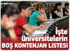 Üniversitelerin boş kalan kontejan listesi