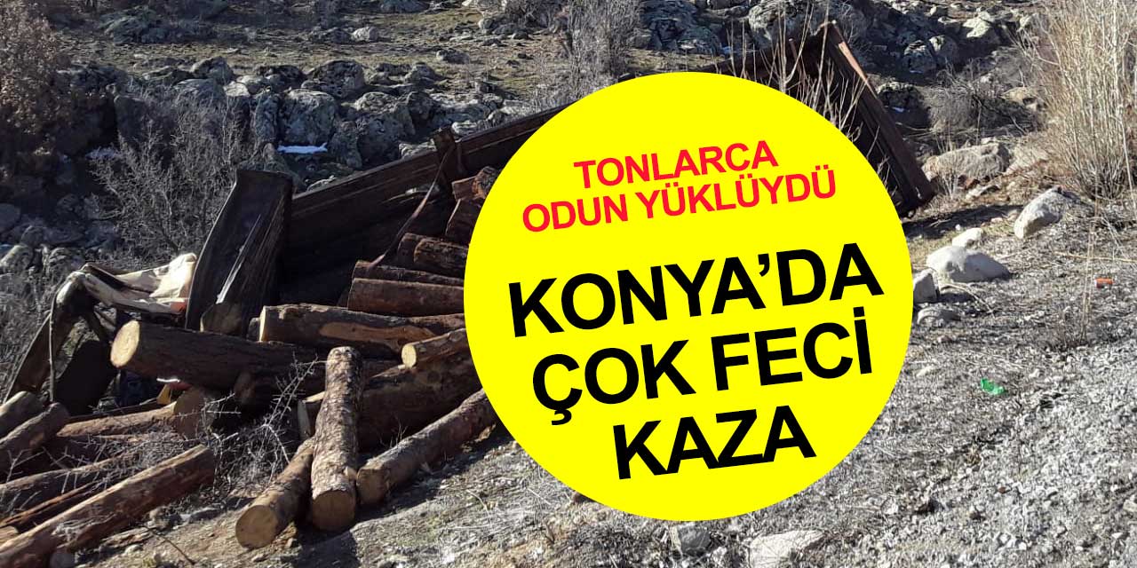Konya'ya doğru geliyordu tonlarca odunun altında feci şekilde can verdi