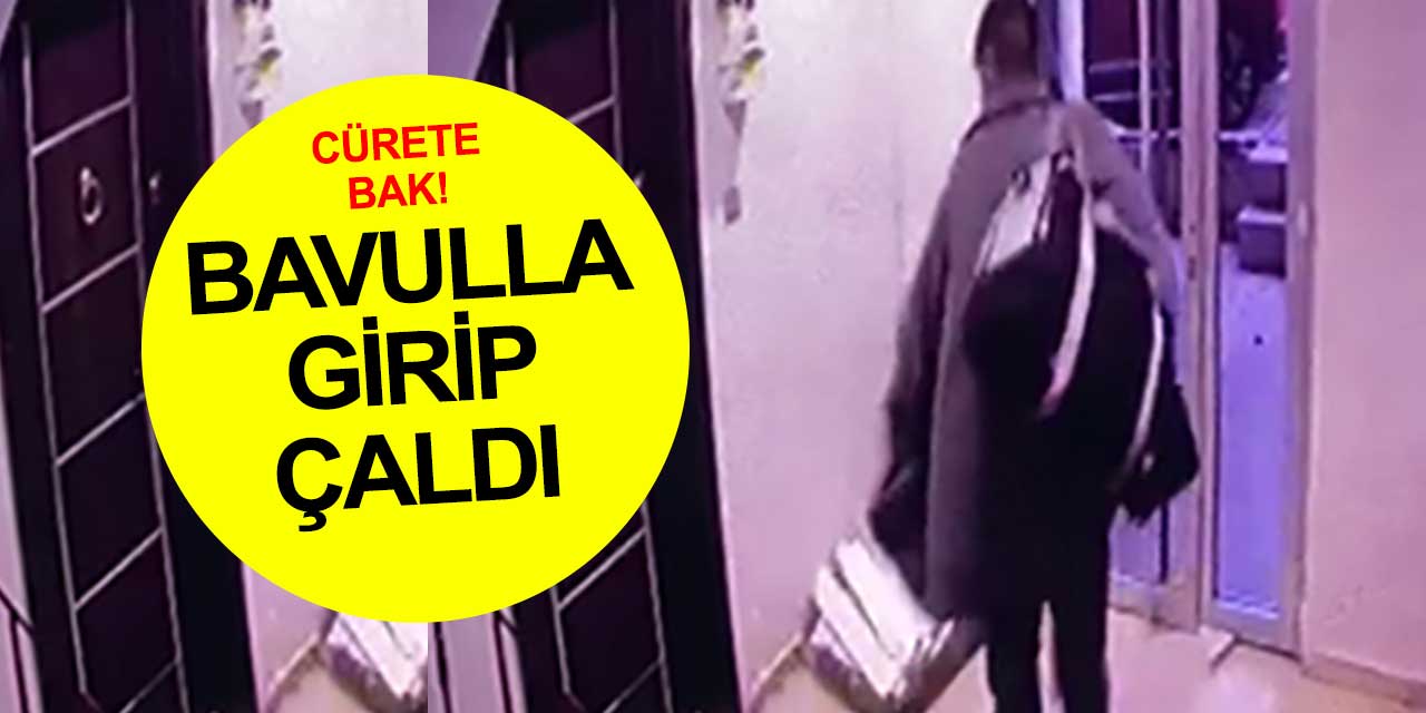 Cürete bak! Elinde valizle apartmana girip ayakkabıları topladı