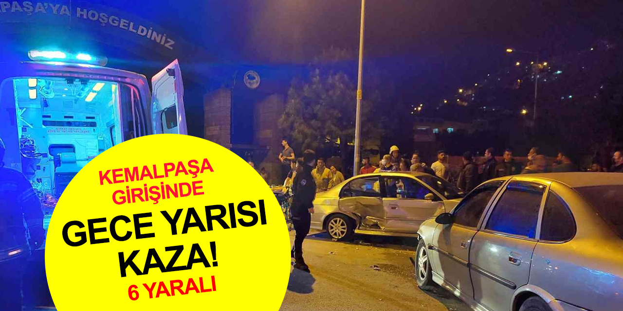 İzmir Kemalpaşa'da iki otomobil çarpıştı! 2’si çocuk 6 yaralı