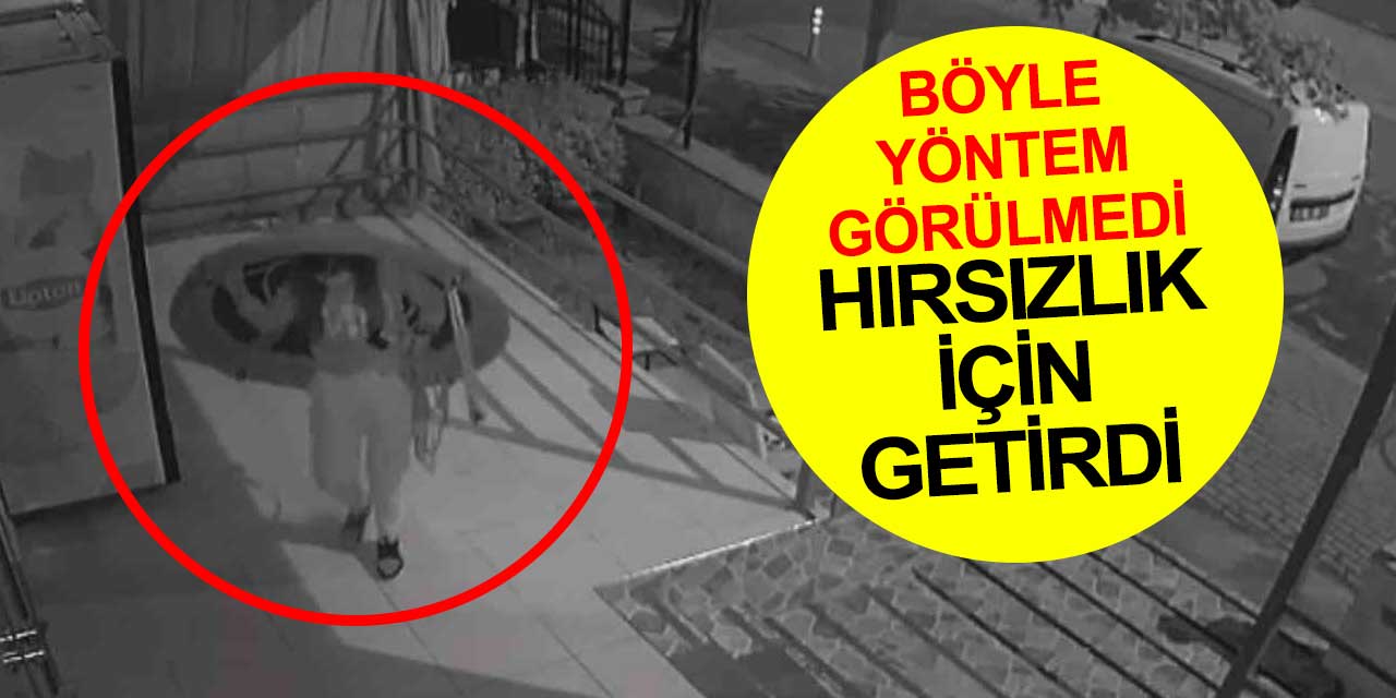 Böyle hırsızlık yöntemi görülmedi... Hırsızlık yapmak için üşenmeden sırtında taşıyıp getirdi