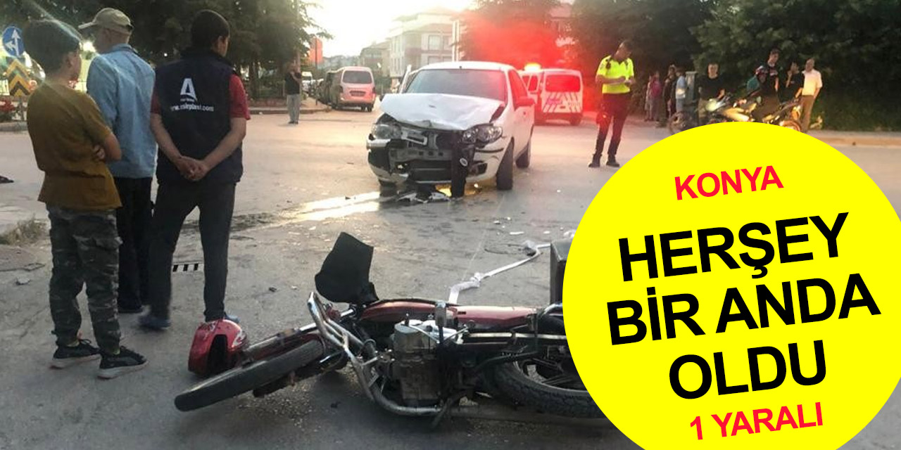 Konya’da otomobille çarpışan motosiklet sürücüsü yaralandı