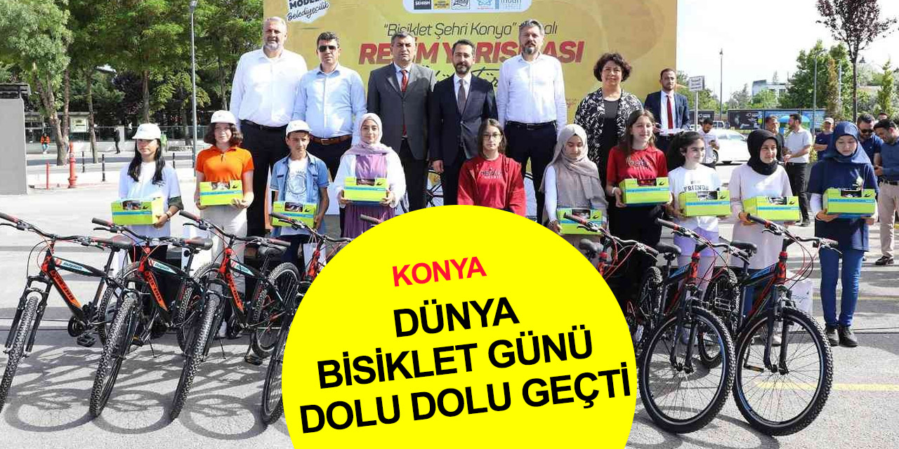 Bisiklet şehri Konya’da pedallar 'temiz hava için' döndü! 83 öğrenci bisiklet ve ekipmanı kazandı