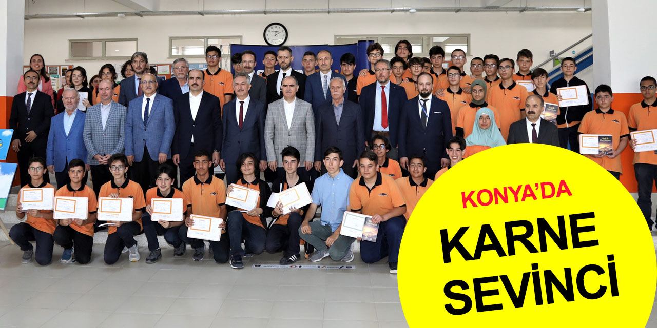 Konya'da karne heyecanı! Vali Özkan ve Başkan Altay 2 okulda karne dağıttı