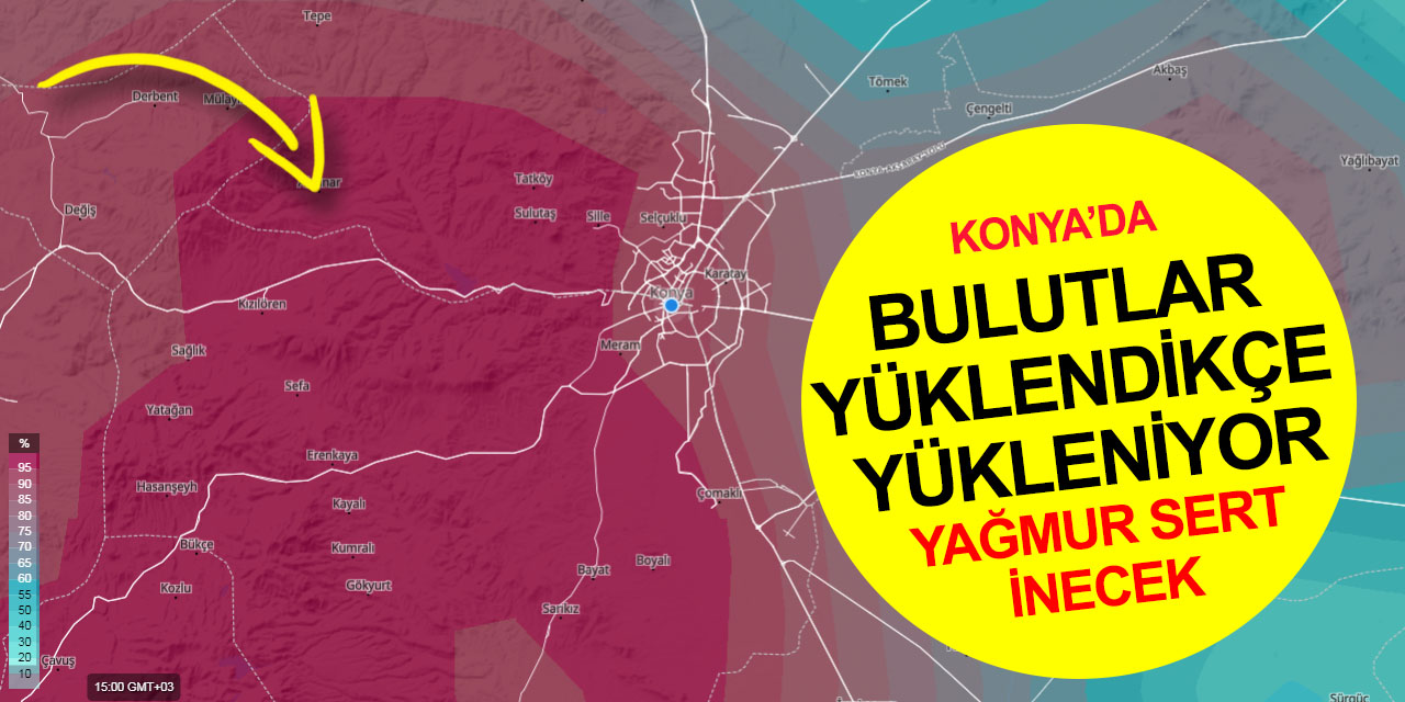 Konya'da beklenen yağmur batıdan başladı! Uyarılar geçerliliğini koruyor
