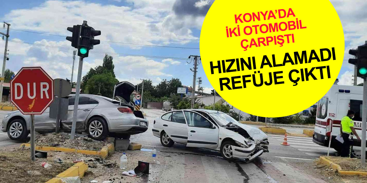 Konya’da kavşağa hızla giren otomobiller çarpıştı! Yaralılar var