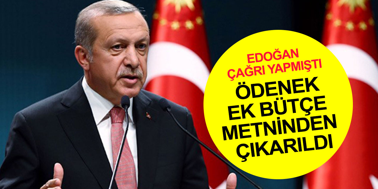 Son dakika! Erdoğan çağrı yapmıştı! Cumhurbaşkanlığı ödeneği ek bütçe teklifinden çıkarıldı