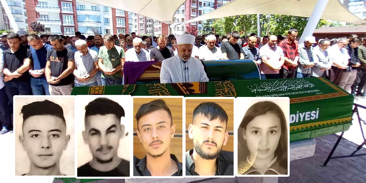 Konya'daki korkunç kazada can veren 5 gence acı veda