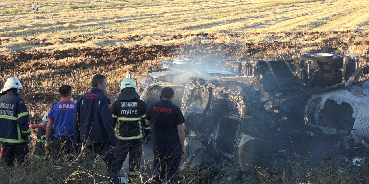 Aksaray'da mermer tozu yüklü tanker devrildi! Sürücü Veysel Aşma yanarak can verdi
