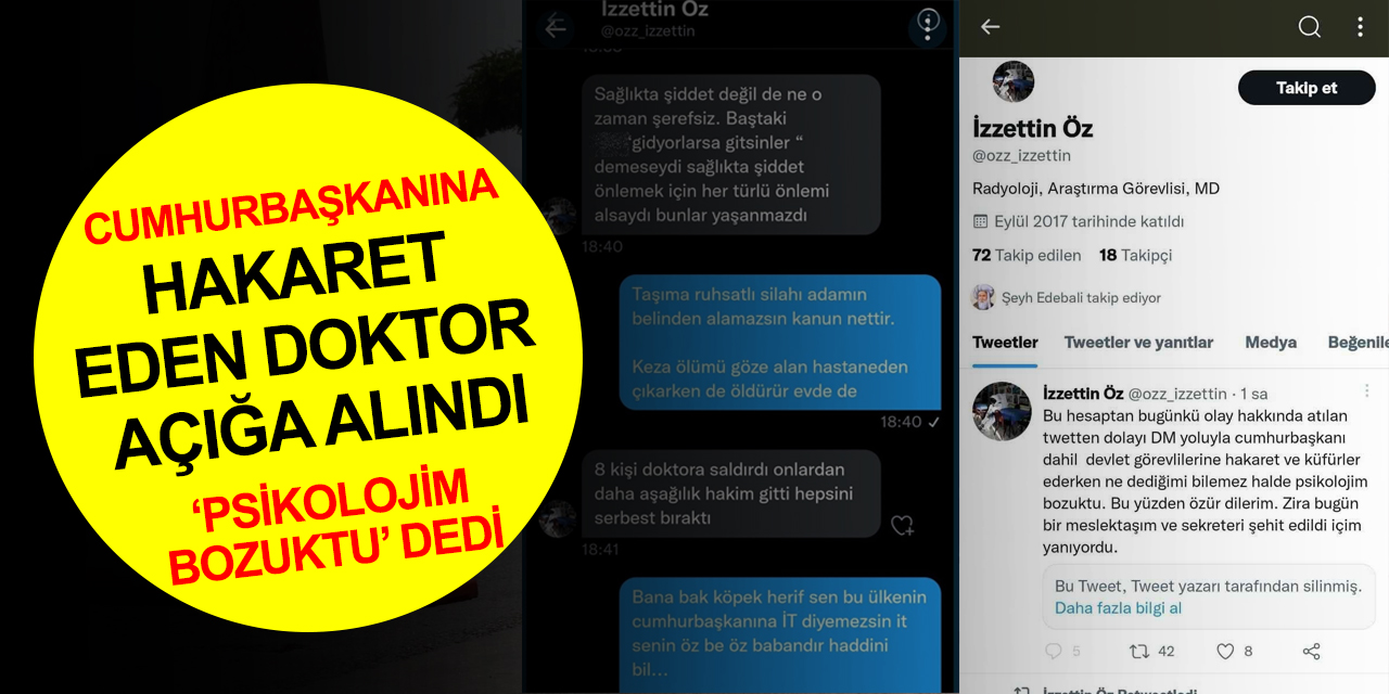 Konya'daki doktor cinayeti üzerinden Cumhurbaşkanına hakaret etmişti! Dr. İzzettin Öz açığa alındı