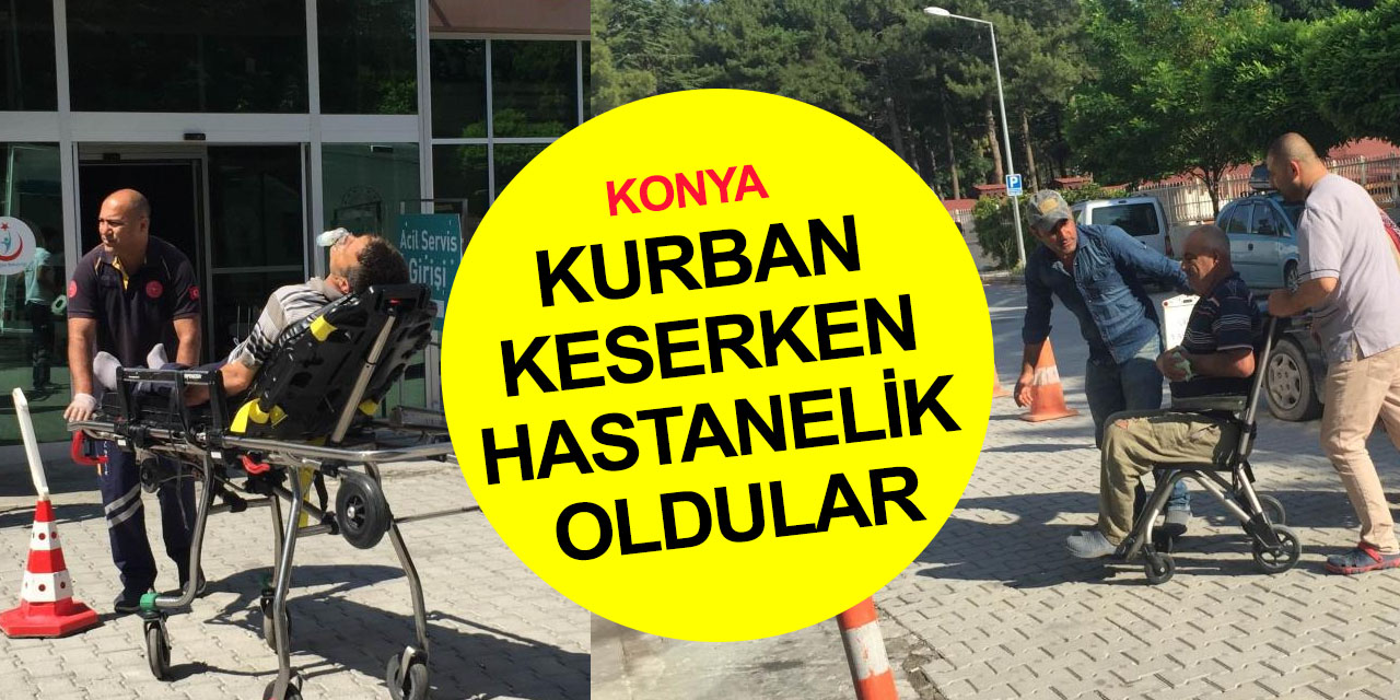 Konya'da acemi kasaplar hastanelere akın etti! Bir kişi büyükbaş hayvan keserken kalp krizi geçirdi