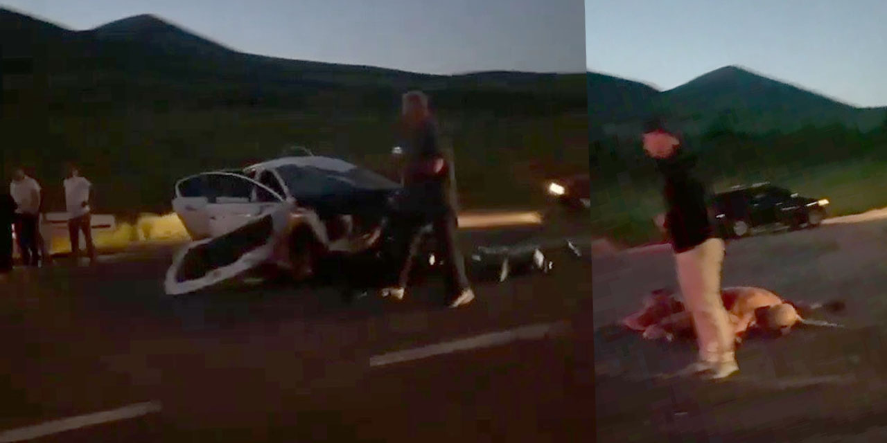 Yola fırlayan başıboş hayvan zincirleme kazaya sebep oldu! 5 araç birbirine girdi