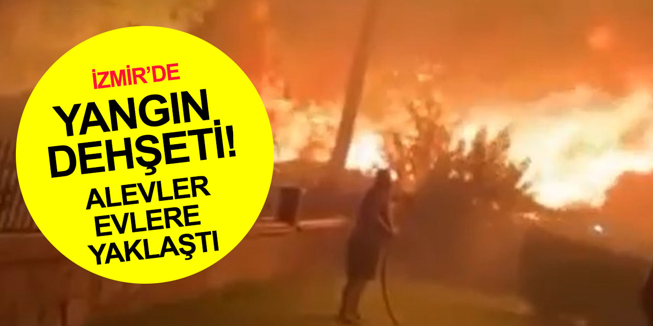 İzmir Gümüldür’de büyük panik! Evlere yakın noktada çıkan yangın hızla büyüdü