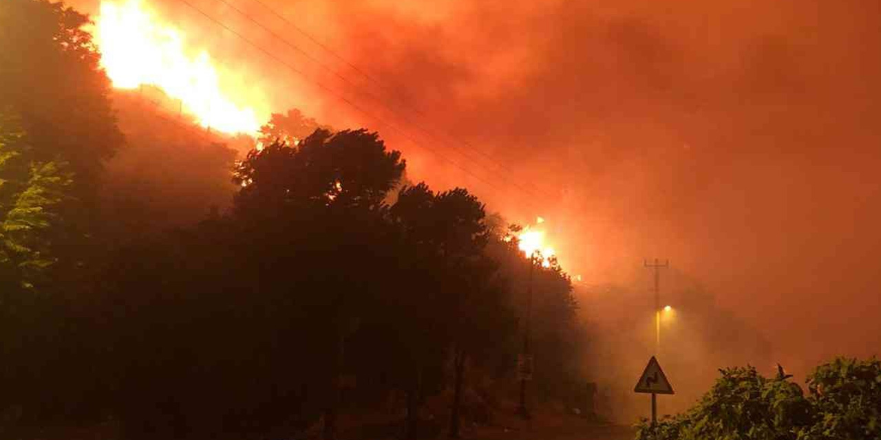 Çeşme'de korkutan yangın! Çok sayıda itfaiye ekibi ve TOMA aracının müdahalesiyle kontrol altına alındı