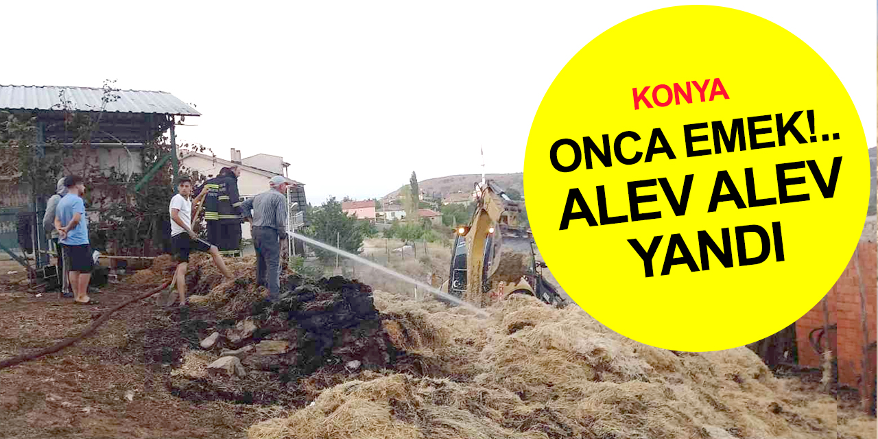Konya Hüyük'te korkutan yangın! Samanlık küle döndü