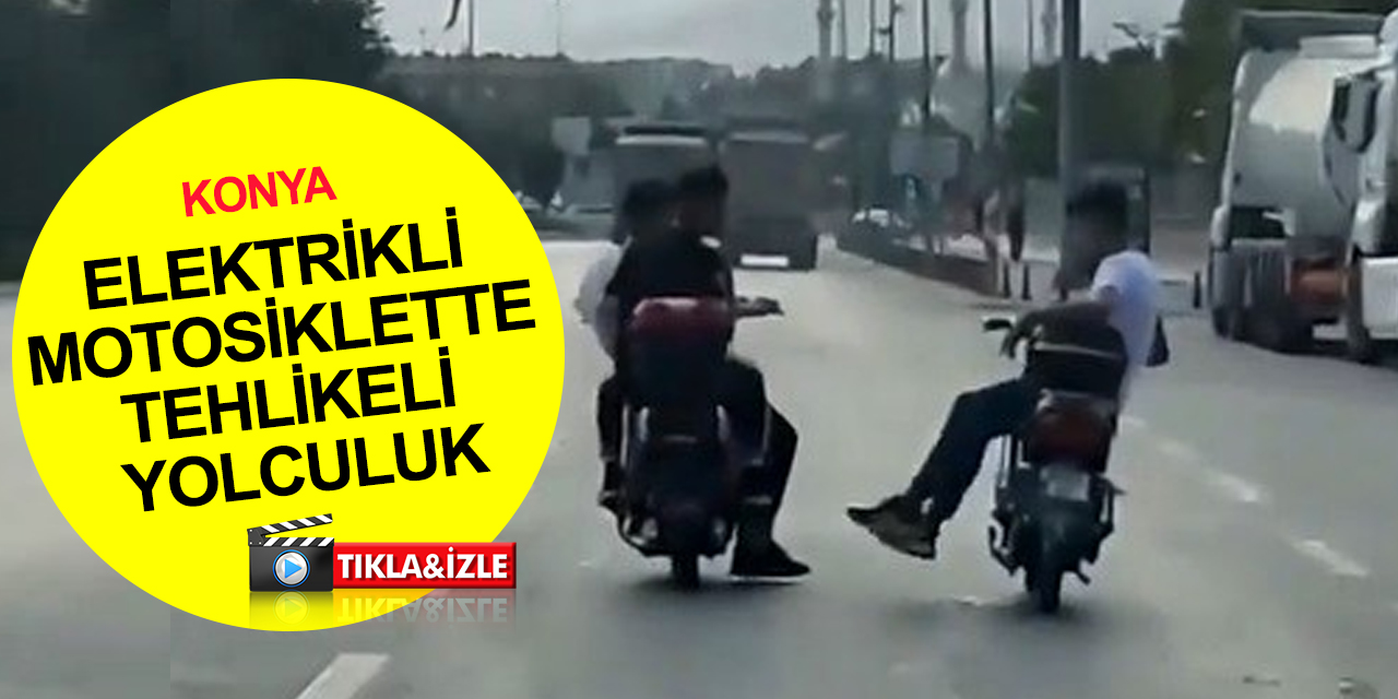 Konya trafiğinde tehlikeli hareket! Yan oturan motosiklet sürücüsü yürekleri ağza getirdi