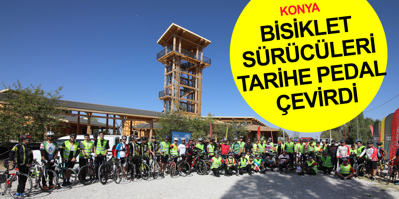 Konya’da bisiklet sürücüleri 10 bin yıllık antik kent Çatalhöyük'e pedal çevirdi