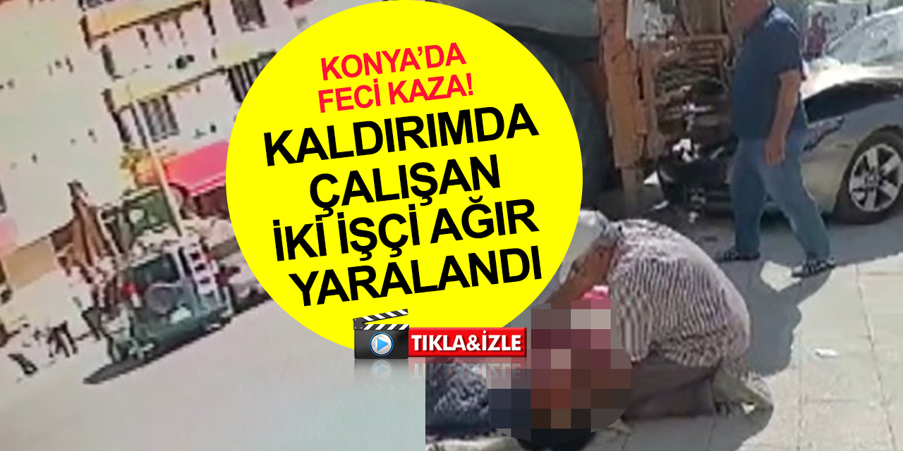 Konya'da kaza yapıp savrulan araç kaldırımdaki işçilere çarptı! 2 işçi ağır yaralı