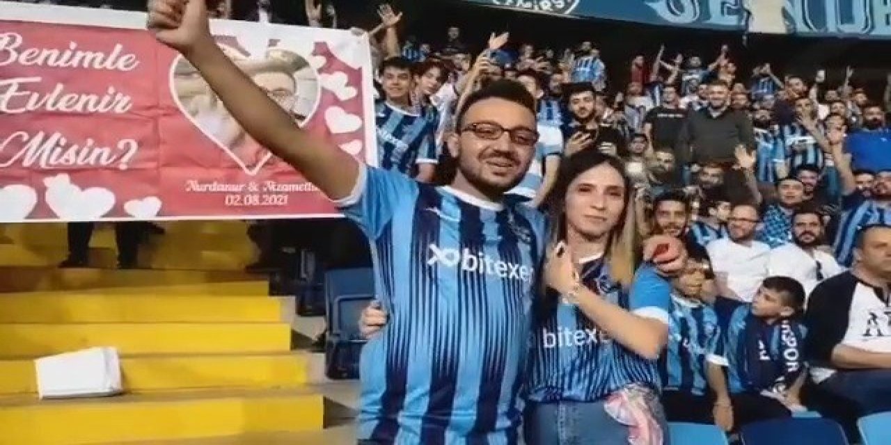 Adana Demirspor-Konyaspor maçında evlenme teklifi!