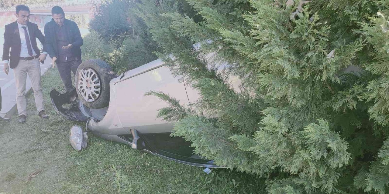 Yoldan çıkan otomobil takla attı: 1 yaralı