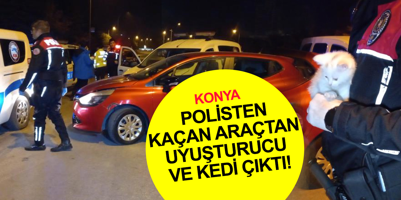 Konya'da polisten kaçan abart egzoz ve sahte plakalı otomobil ekip aracına çarptı! 2 gözaltı
