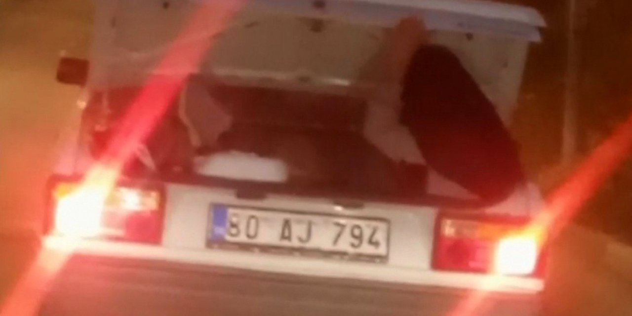 Otomobil bagajındaki tehlikeli yolculuk pes dedirtti