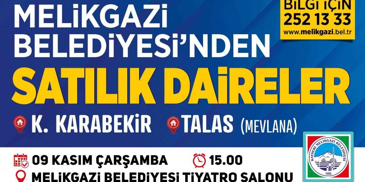 Melikgazi Belediyesi’nin 17 adet dairesi ihale ile satılacak