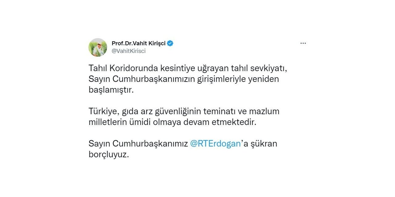 Tahıl koridorunda sevkiyat yeniden başladı