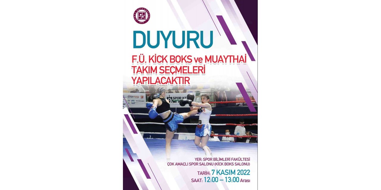 Fırat Üniversitesi kick boks ve muaythai takım seçmeleri yapacak